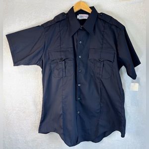 Martins 9950 Mardac Poplin Mens Uniform Shirt Blue Short Sleeve 17 Vtg Deadstock